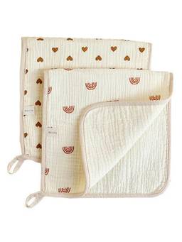 Teri Beri - Baby Muslin 4 Layers Cotton Burp Cloth Beige (Pack of 2)