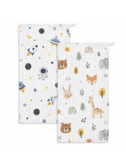 Teri Beri - Baby Muslin 6 Layers Cotton Burp Cloth White (Pack of 2)