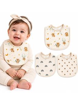Teri Beri - Baby Muslin Bib Beige (Pack of 3)