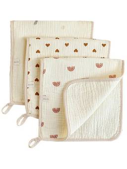 Teri Beri - Baby Muslin 4 Layers Cotton Burp Cloth Beige (Pack of 3)