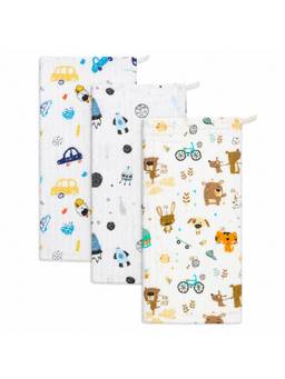 Teri Beri - Baby Muslin 6 Layers Cotton Burp Cloth White (Pack of 3)