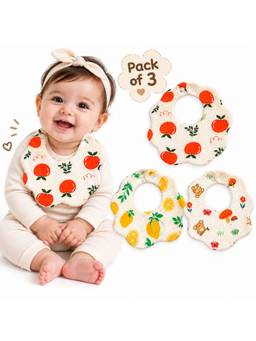 Teri Beri - Baby Muslin Bib Round Shape Beige (Pack of 3)