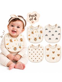 Teri Beri - Baby Muslin Bib Beige (Pack of 4)