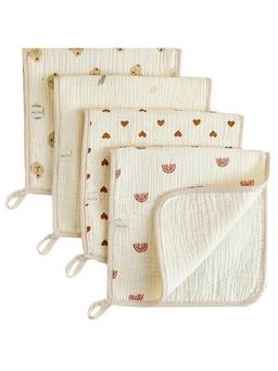 Teri Beri - Baby Muslin 4 Layers Cotton Burp Cloth Beige (Pack of 4)