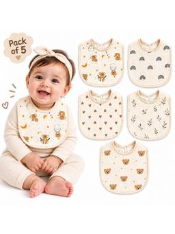 Teri Beri - Baby Muslin Bib Beige (Pack of 5)