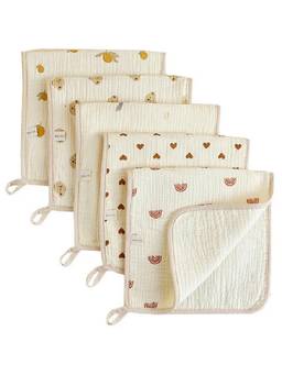 Teri Beri - Baby Muslin 4 Layers Cotton Burp Cloth Beige (Pack of 5)