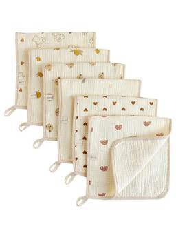 Teri Beri - Baby Muslin 4 Layers Cotton Burp Cloth Beige (Pack of 6)