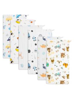 Teri Beri - Baby Muslin 6 Layers Cotton Burp Cloth White (Pack of 6)