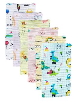 Teri Beri - Baby Muslin 6 Layers Cotton Burp Cloth Multicolor (Pack of 6)