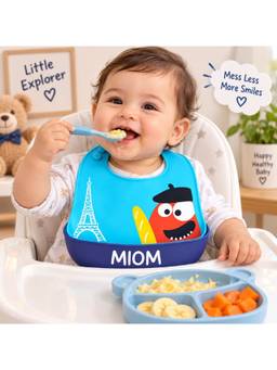 Teri Beri - Baby Silicon Bib Waterproof, Bpa Free Blue