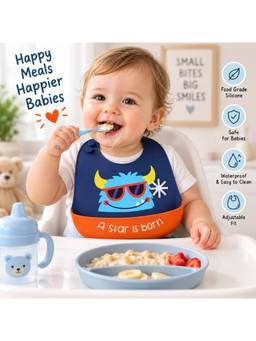 Teri Beri - Baby Silicon Bib Waterproof, Bpa Free Navy Blue