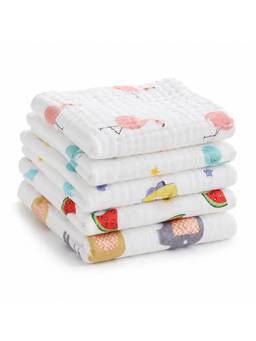 Teri Beri - Baby Muslin 6 Layers Cotton Washcloth White (Pack of 5)
