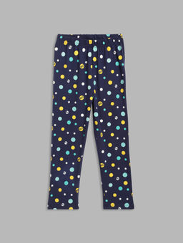 Blue Giraffe - Girls Multi-Color Printed Fitted Mid-Rise Leggings