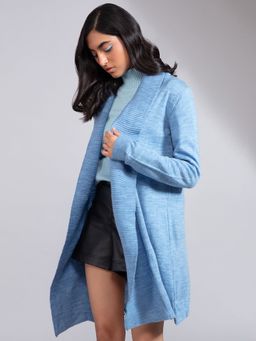 Twenty Dresses by Nykaa Fashion - Blue Snuggled In Style Cardigan
