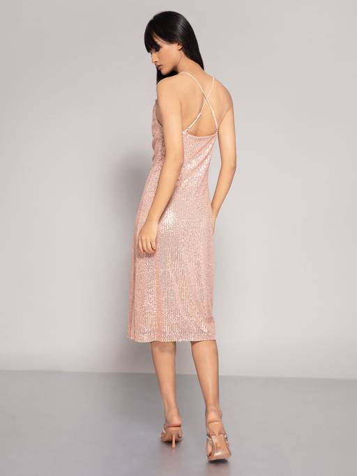 rose gold cowl neck midi dress Buy Twenty Dresses by Nykaa Fashion Sequined Online Satin slip dress