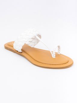 NR by Nidhi Rathi - Solid White Kolhapuris