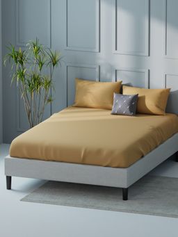 Nautica - Super Soft 100% Cotton Taupe Xl King Size Bedsheet With 2 Pillow Covers (Set of 3)