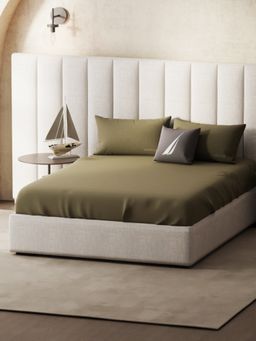 Nautica - Super Soft 100% Cotton Taupe Xl King Size Bedsheet With 2 Pillow Covers (Set of 3)