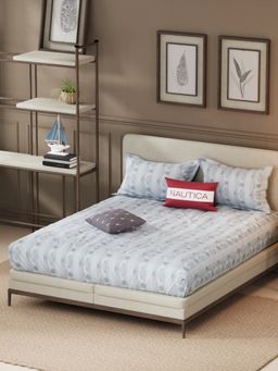 Nautica - Designer 100% Satin Cotton Xl King Bedsheet With 2 Pillow Covers (Set of 3)