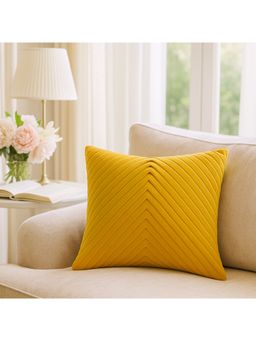 THROW PILLOW - Golden Harvest Pleats Mustard Yellow Cushion Cover for Cozy Elegance