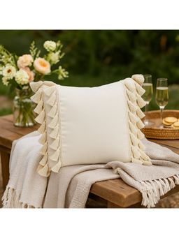 THROW PILLOW - Ivory Elegance Delicate Tassel Lace Cushion Cover for Timeless Charm