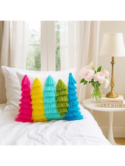 THROW PILLOW - Rainbow Forest Tree Cushion Cover Colorful & Whimsical on White