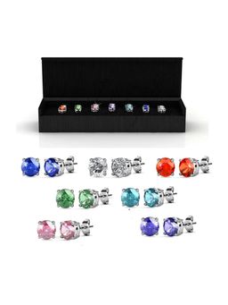 Yellow Chimes - Crystals From Swarovski Collection Set of 7 Stud Earrings