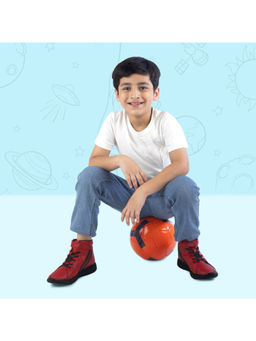 KazarMax - Rise Unisex Kids Red with Black Stripes Ankle Length Sneakers