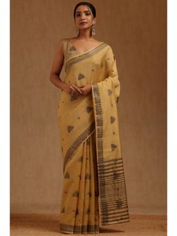 Soch - Yellow Art Silk Handloom Saree With Unstitched Blouse