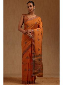 Soch - Orange Art Silk Handloom Saree With Unstitched Blouse