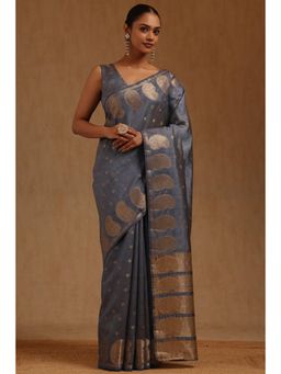Soch - Grey Art Silk Handloom Saree With Unstitched Blouse