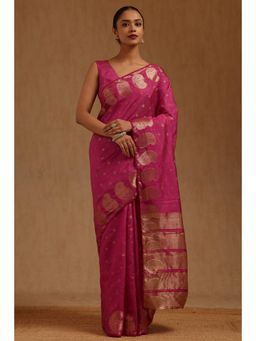 Soch - Pink Art Silk Handloom Saree With Unstitched Blouse