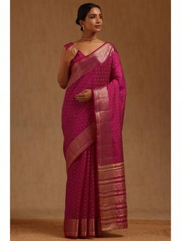 Soch - Pink Art Silk Handloom Saree With Unstitched Blouse