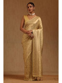 Soch - Yellow Tussar Handloom Saree With Unstitched Blouse