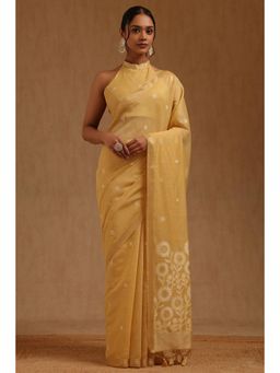 Soch - Yellow Chanderi Handloom Saree With Unstitched Blouse