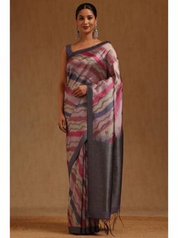 Soch - Purple Tussar Handloom Saree With Unstitched Blouse