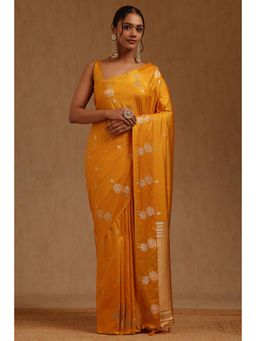 Soch - Yellow Tussar Handloom Saree With Unstitched Blouse