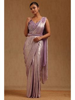 Soch - Lavender Poly Silk Ready To Wear Saree With Belt & Stitched Blouse