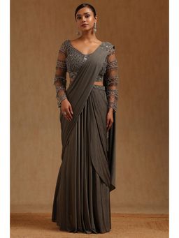 Soch - Grey Spandex Ready To Wear Saree With Stitched Blouse