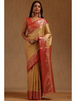 Soch - Mustard Silk Handloom Saree With Unstitched Blouse
