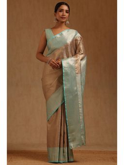 Soch - Beige Silk Handloom Saree With Unstitched Blouse