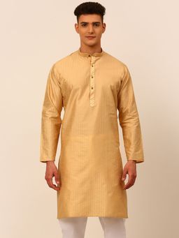 Jompers - Men Beige Embroidered Design Kurta