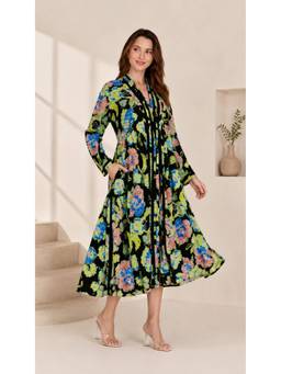 The NARI by SUGERCANDY - Multicolor Floral Printed Midi Dress