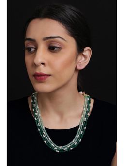 Biba - Light And Dark Green Jade Beaded Pearls Necklace BACWSTYNCK000011SS21GRN
