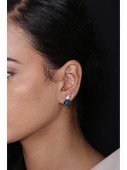 Biba - Indigo Stone And Rose Gold Finish Small Studs Earrings BACWVGCEAR000013SS21INGOL