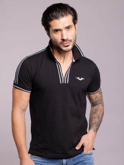 ROOKIES - Black Half Sleeves Polo T-Shirt