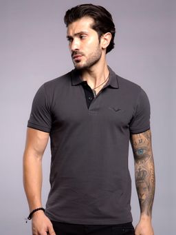 ROOKIES - Grey Half Sleeves Polo T-Shirt