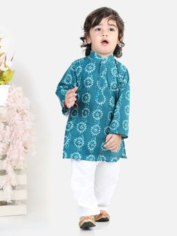 BownBee - Boys Cotton Full Sleeve Kurta Pajama - Indigo (Set of 2)