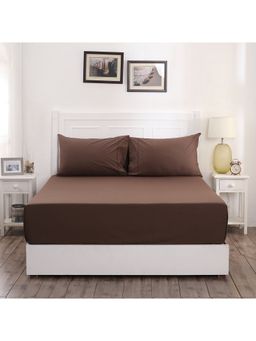 Maspar - Colorart Slumber Solid 200TC Brown Bedsheet & 2 Pillow Covers (Set of 3)