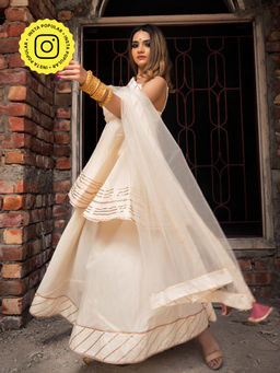 POMCHA - Taaj Off White Short A-Line Kurta Plazo (Set of 3)